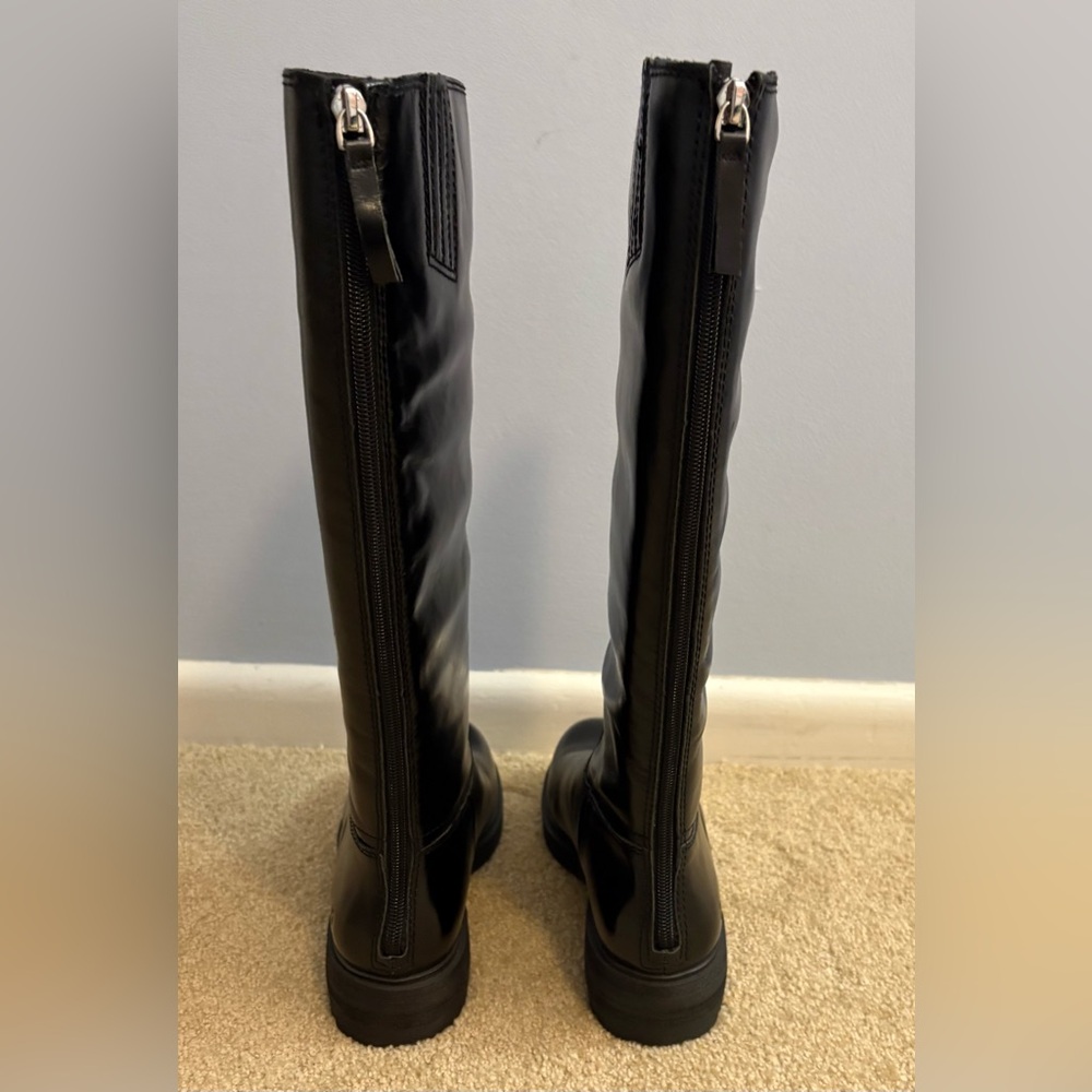 NWOT Lucky Brand Cirila Black Knee-high Leather Boots - Picture 3 of 7